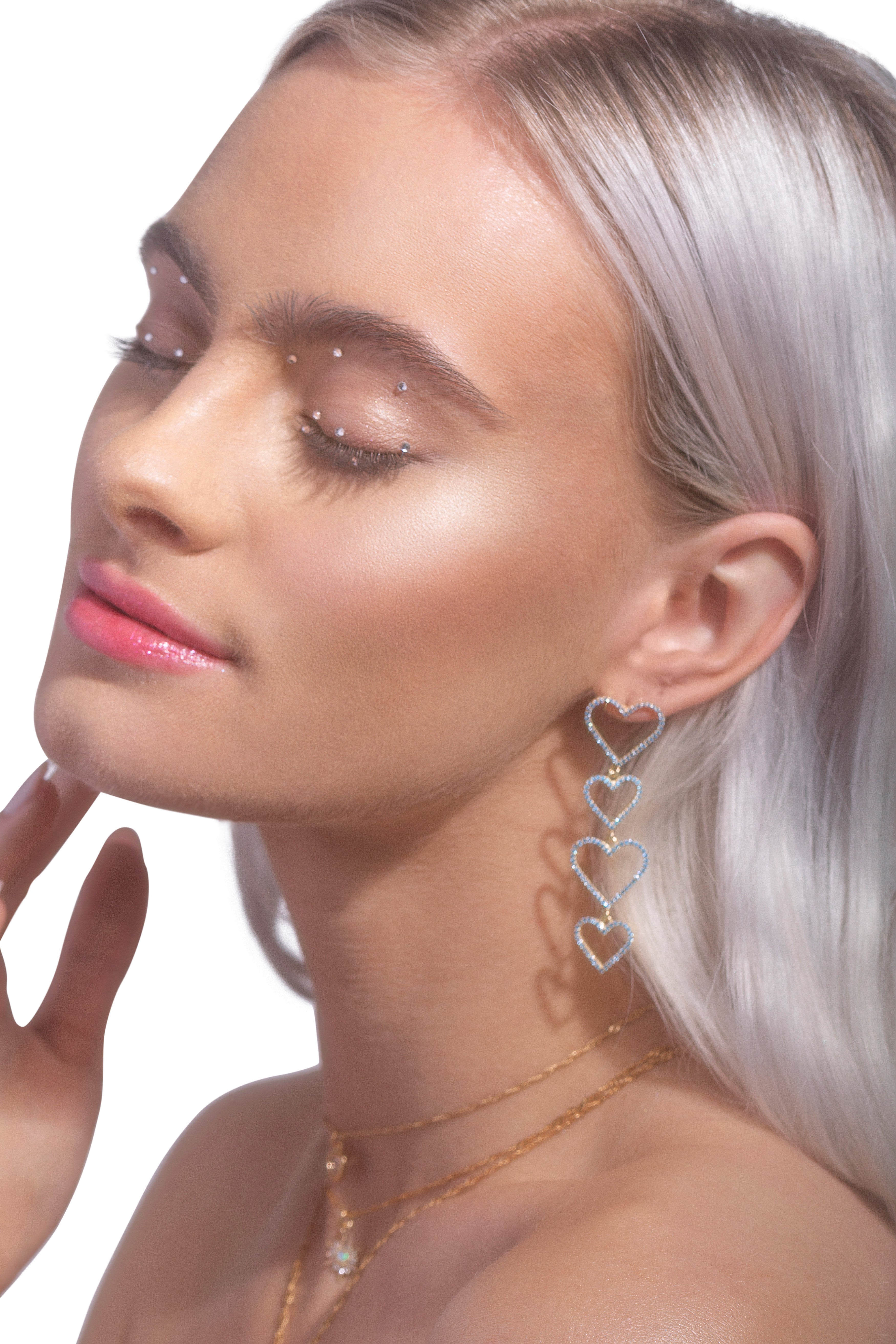 Blue Pavé Heart Drop 925 Earrings