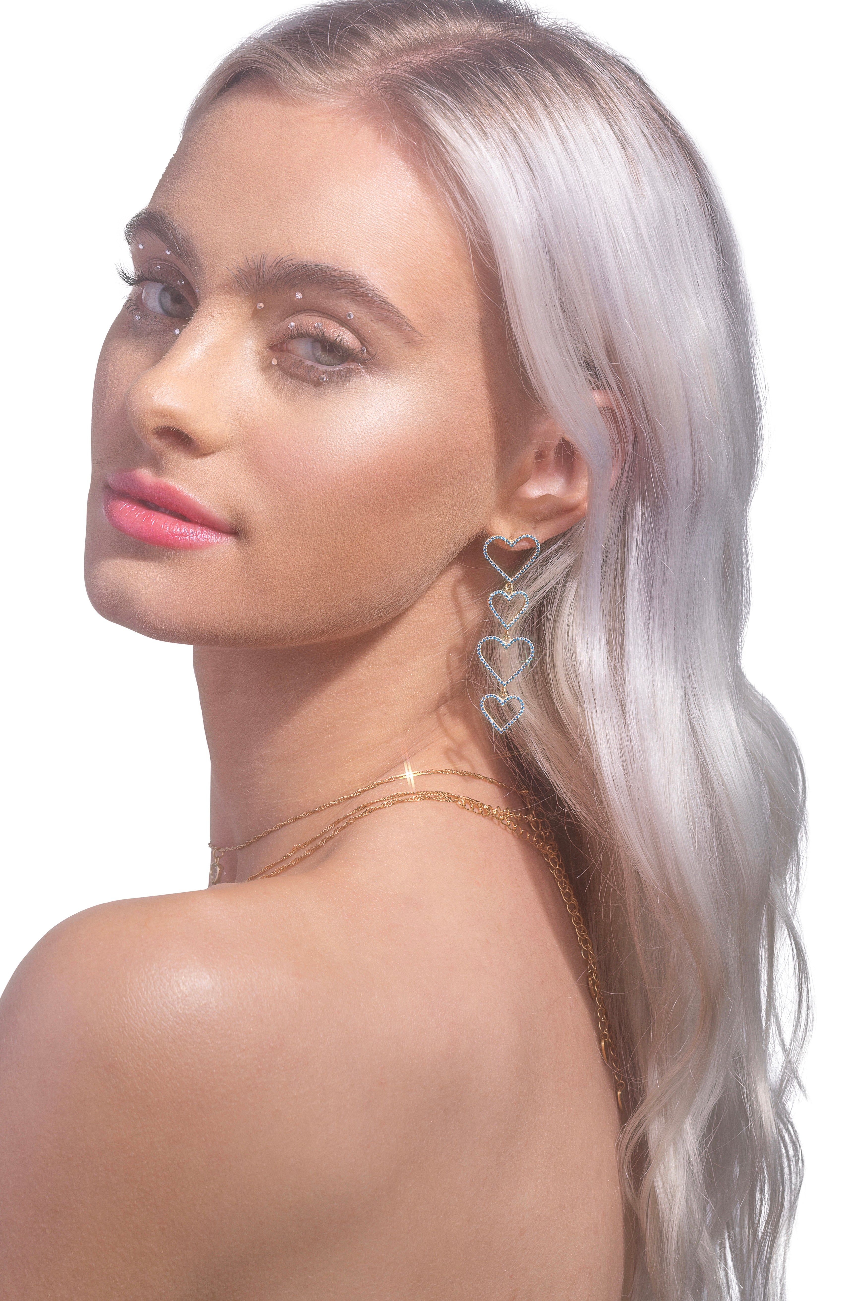Blue Pavé Heart Drop 925 Earrings