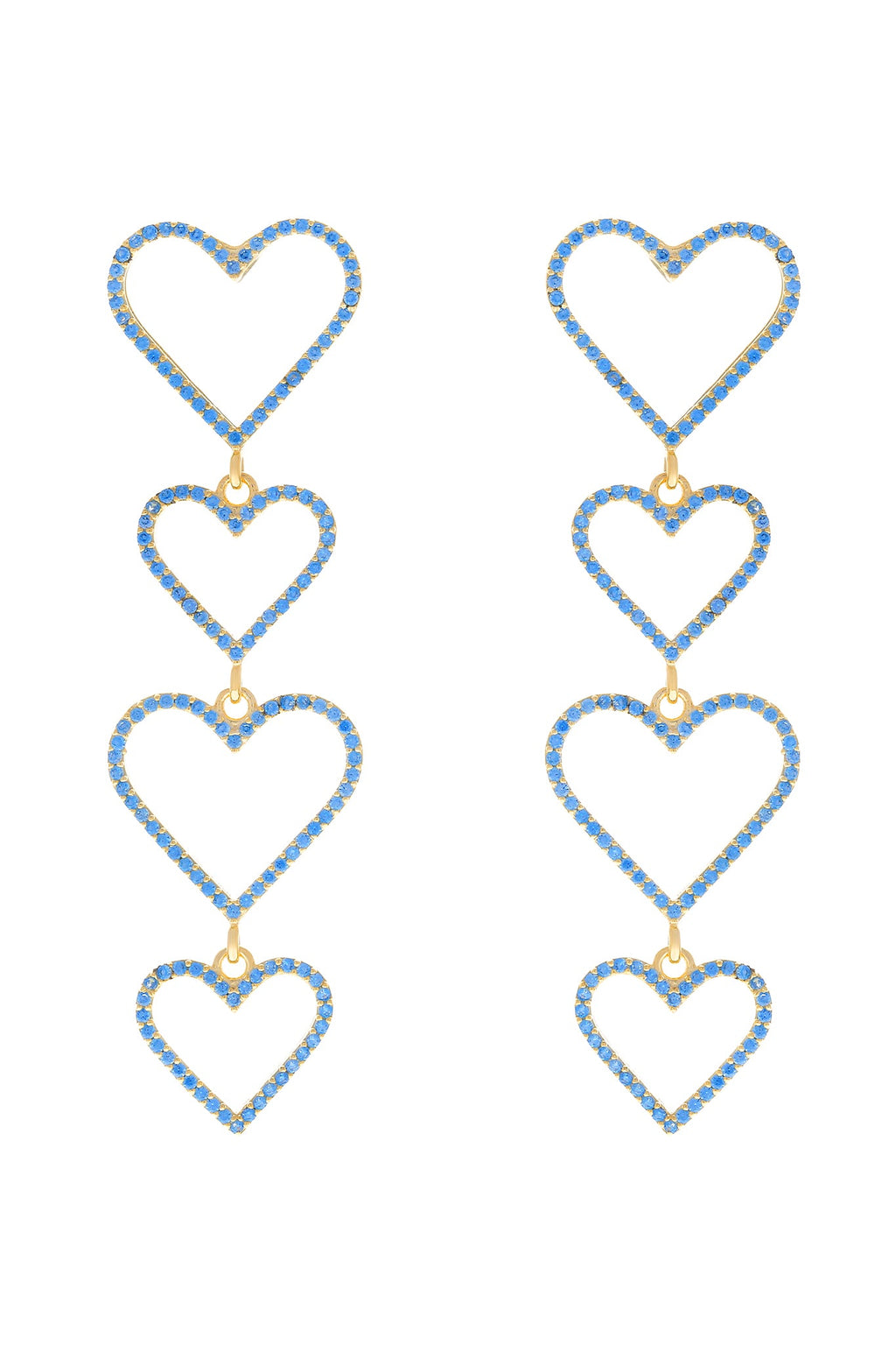 Blue Pavé Heart Drop 925 Earrings