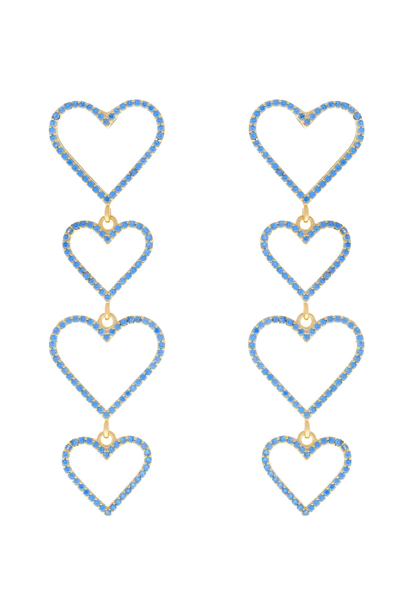 Blue Pavé Heart Drop 925 Earrings