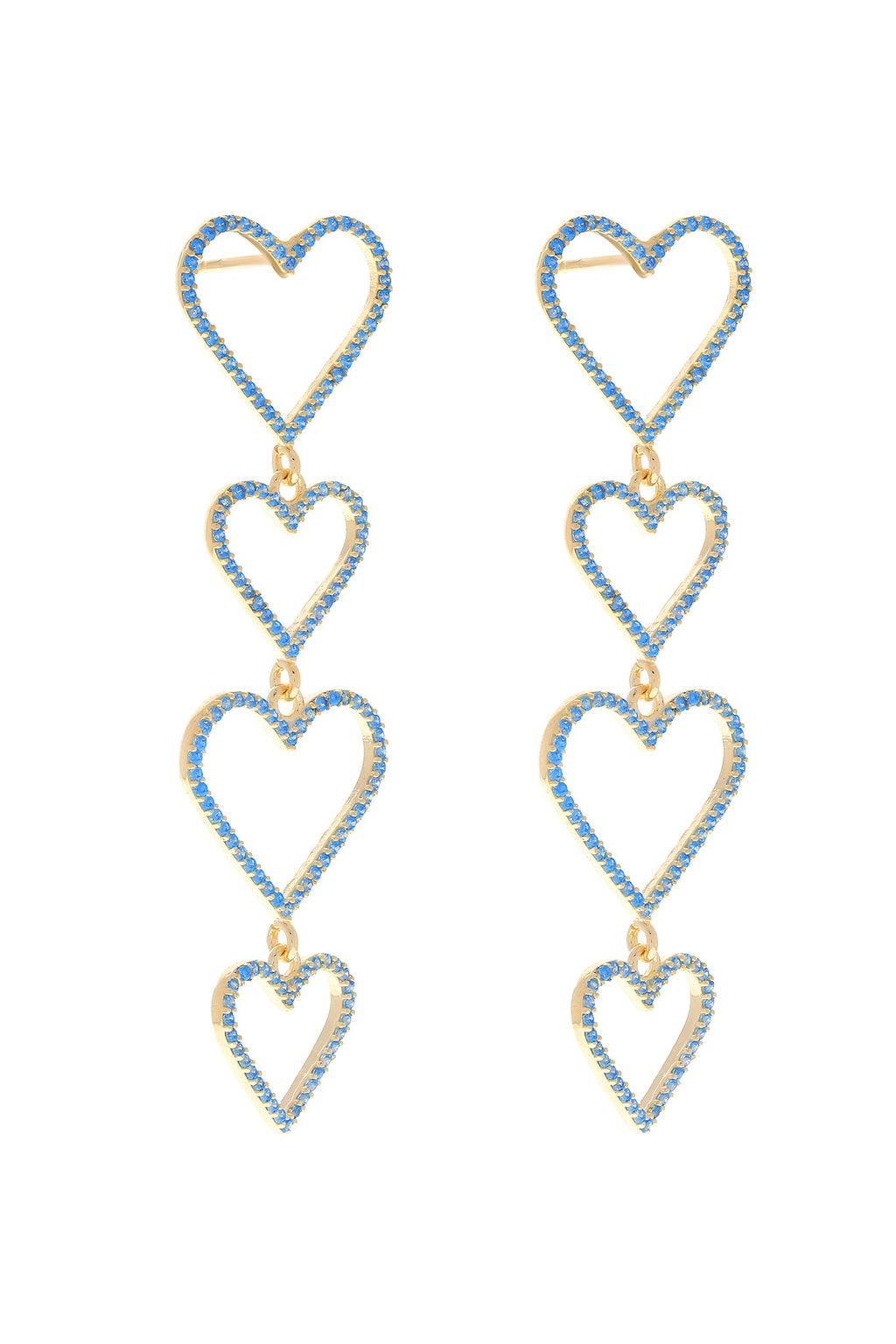 Blue Pavé Heart Drop 925 Earrings