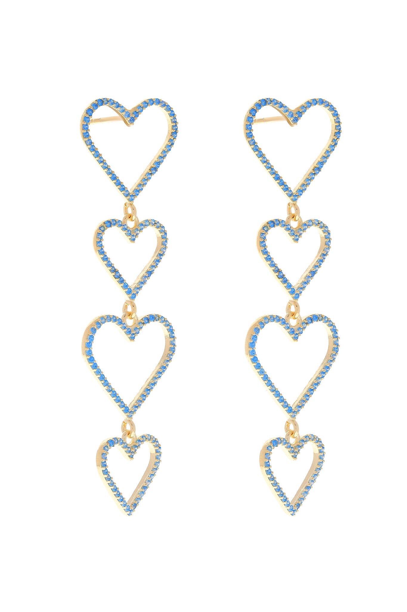 Blue Pavé Heart Drop 925 Earrings