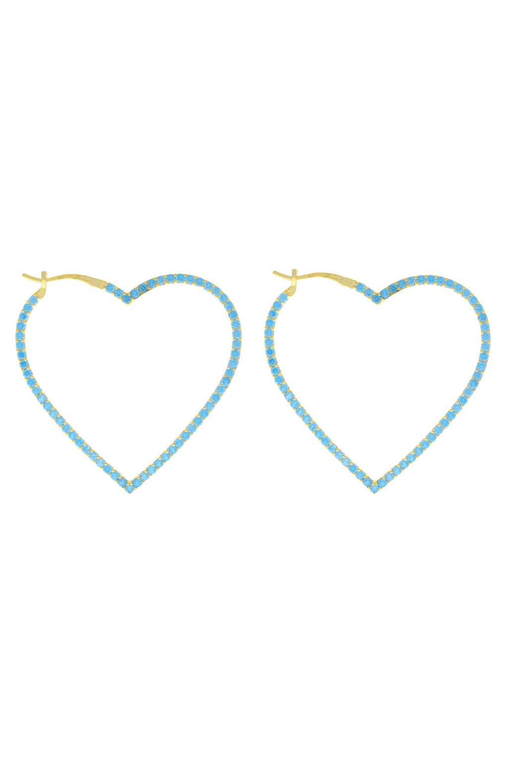 Blue Pavé Heart 925 Hoops