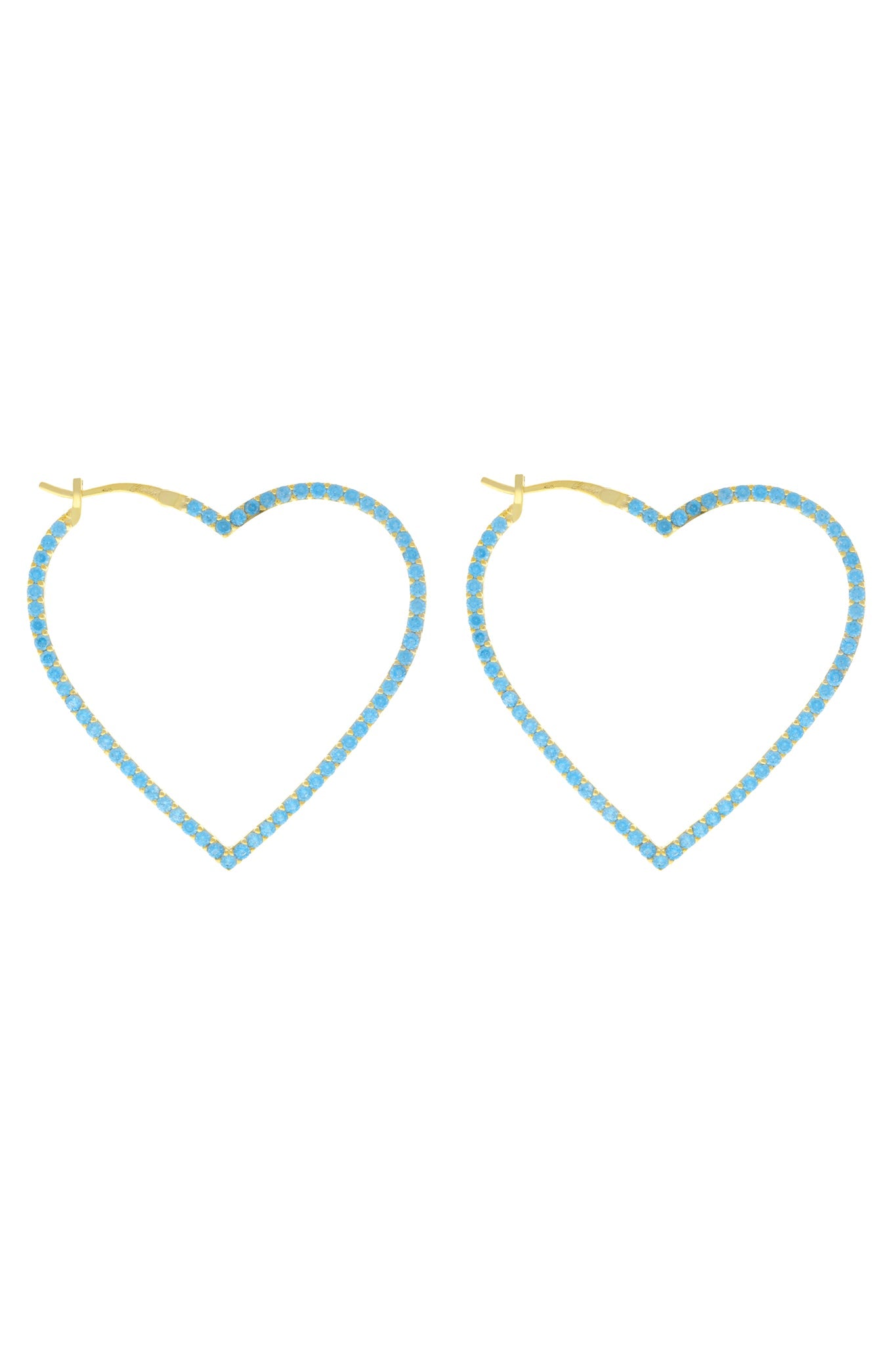 Blue Pavé Heart 925 Hoops