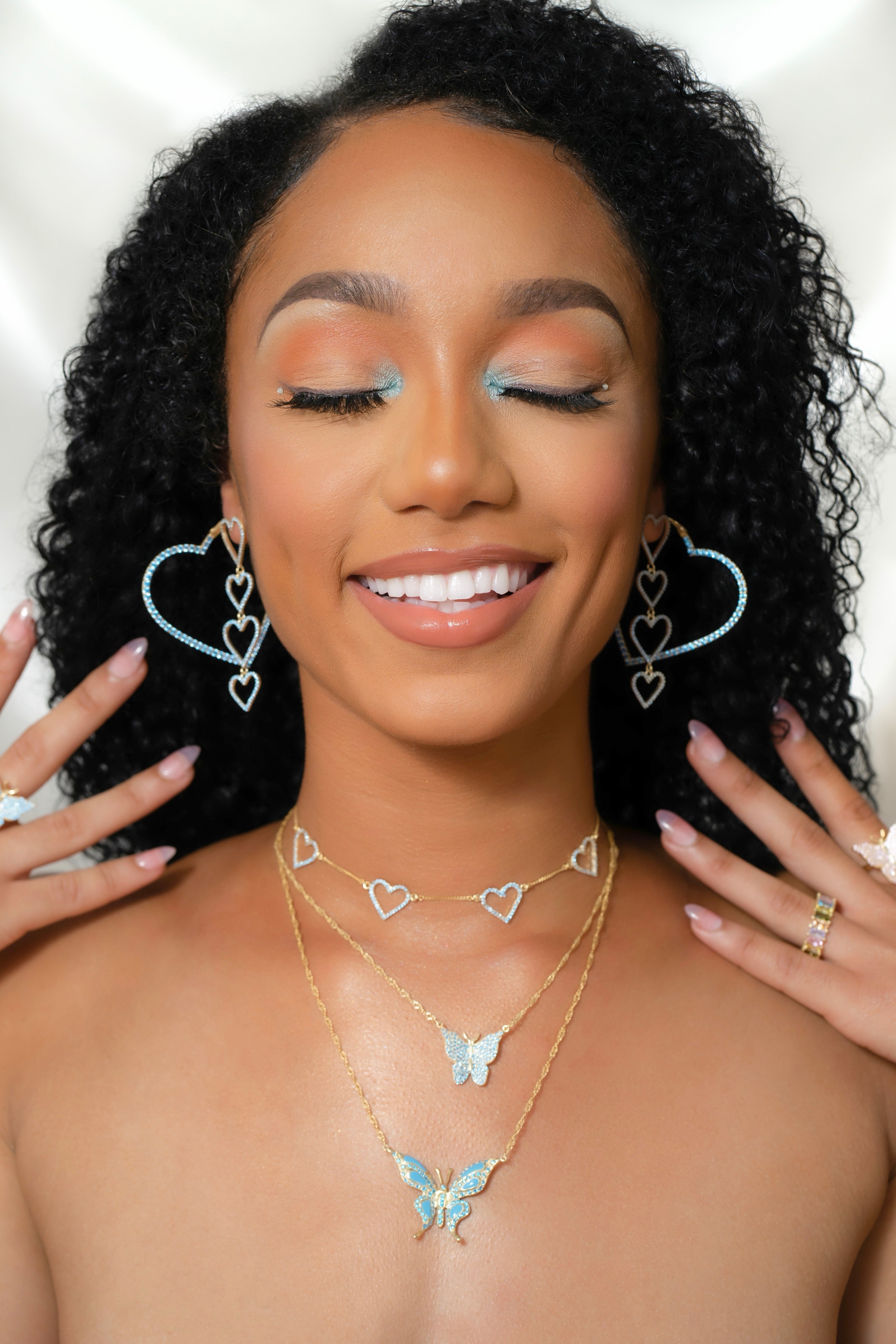 Blue Pavé Heart Drop 925 Earrings