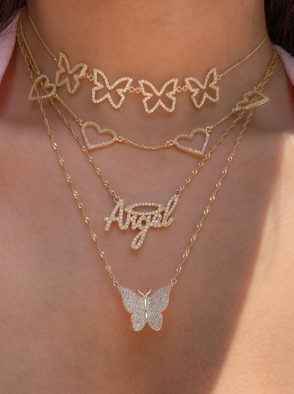 Clear Farasha Row Pavé Butterfly 925 Choker