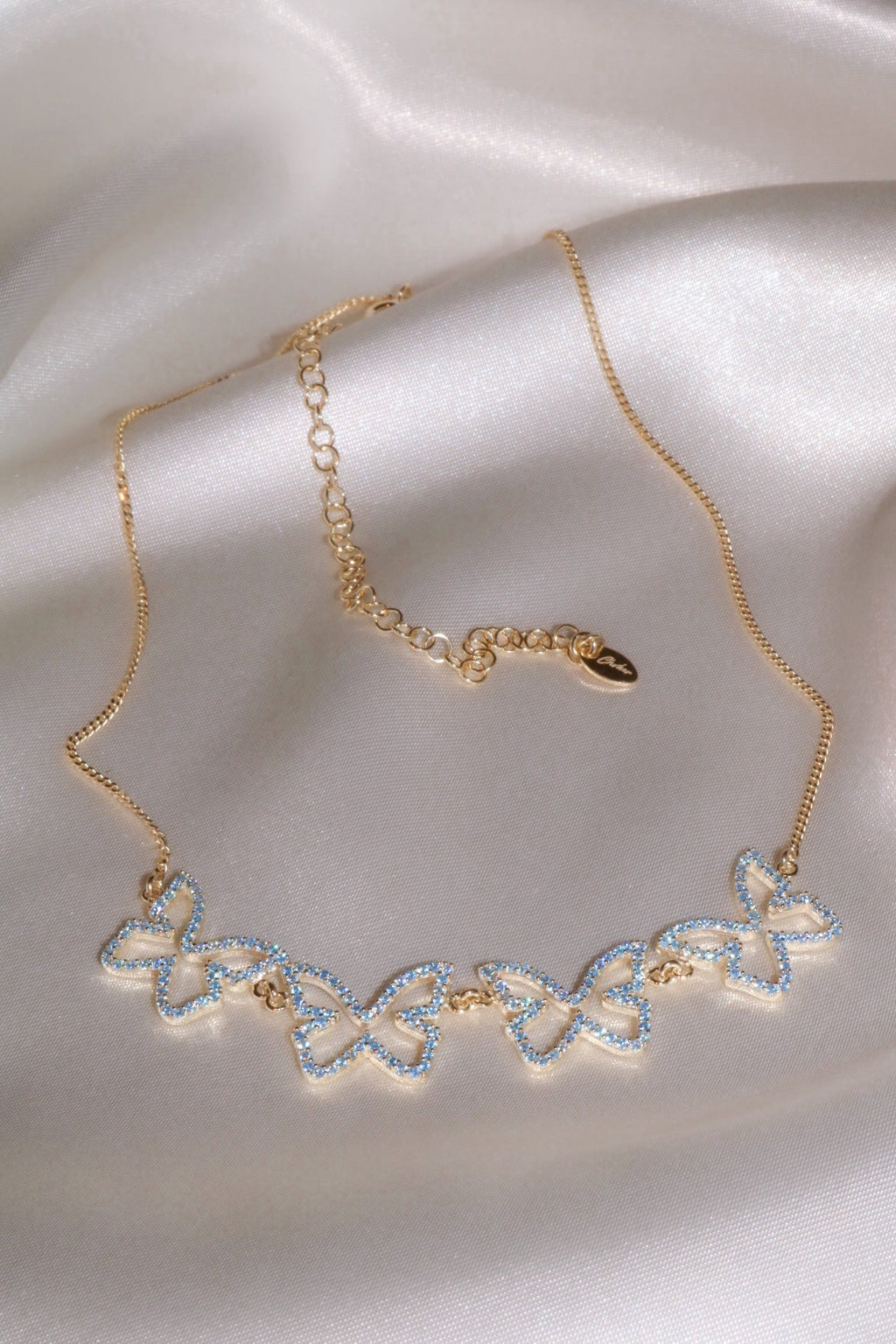 Blue Farasha Row Pavé Butterfly 925 Choker