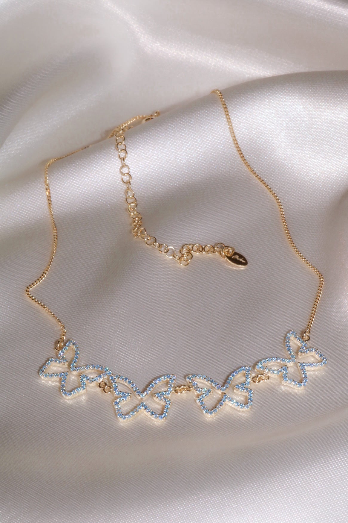 Blue Farasha Row Pavé Butterfly 925 Choker