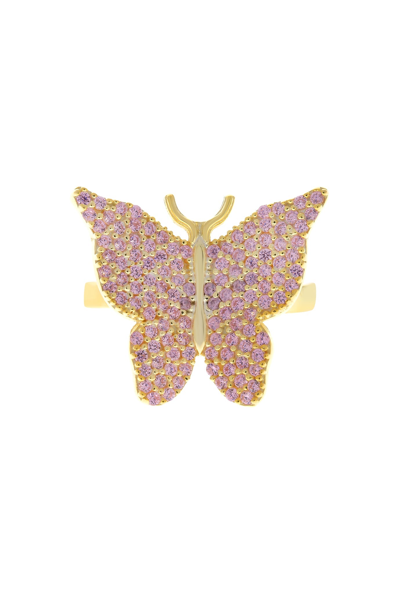 Pink Pavé Butterfly 925 Ring