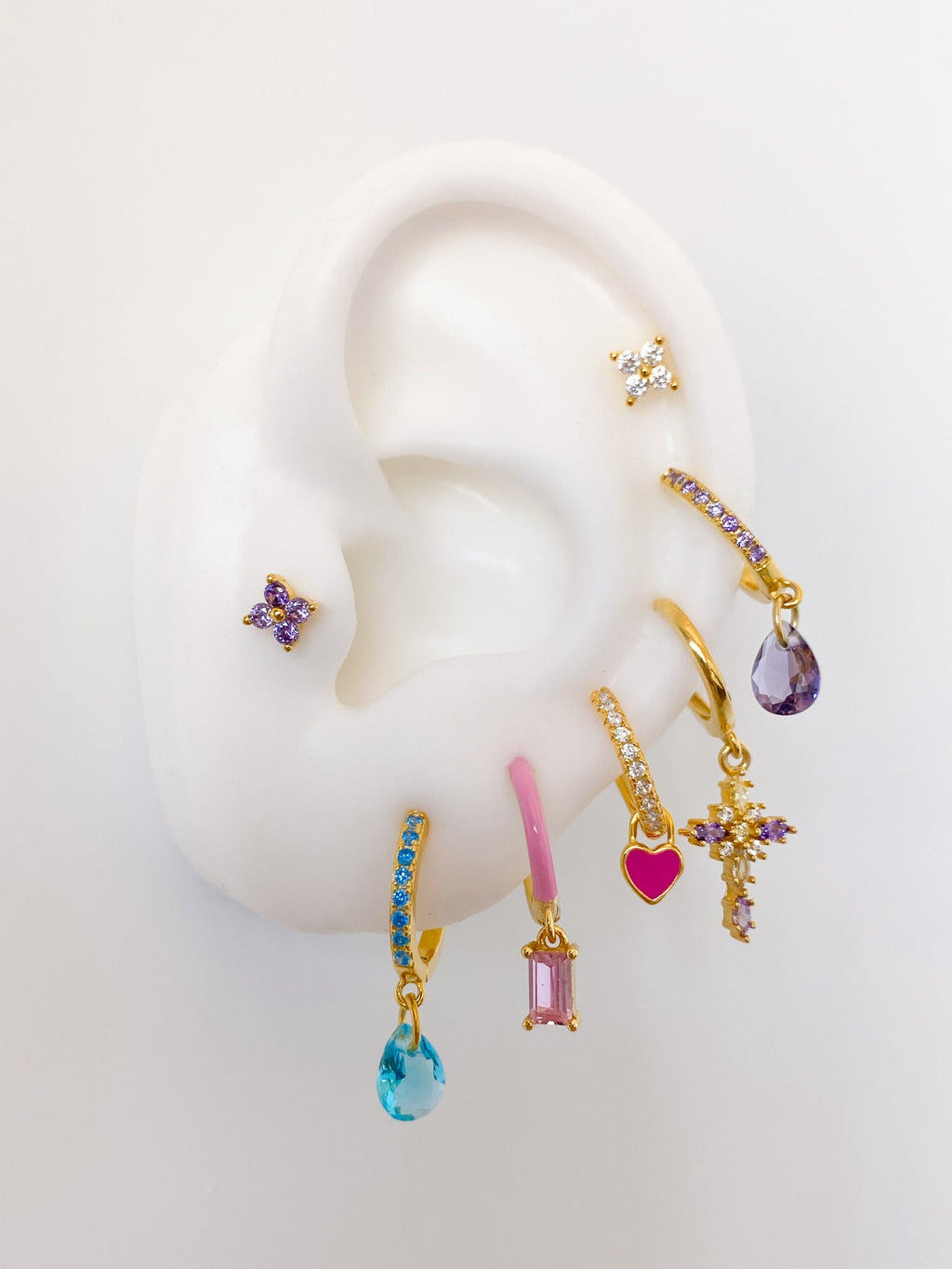 Lavender Teardrop 925 Huggie Earrings