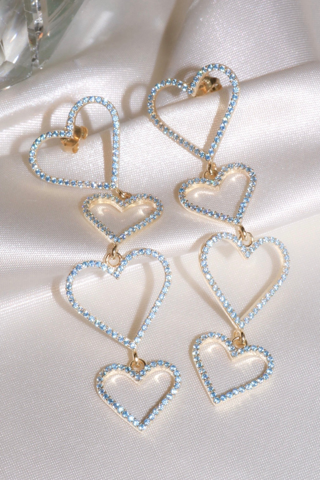 Blue Pavé Heart Drop 925 Earrings